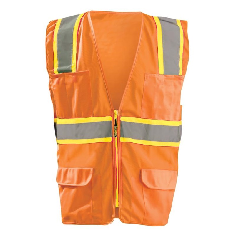 High Visibility Classic Solid 2-Tone Surveyor Safety Vest Orange